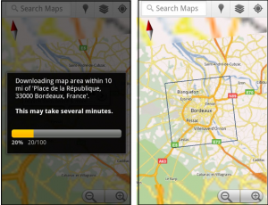 Google Maps pour Android Google Maps pour Android permet de télécharger des bouts de cartes sur son cellulaire.