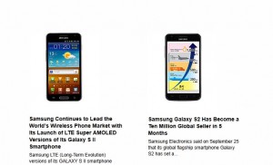 Samsung: dix millions de Galaxy S II et un modèle LTE 4G. Samsung: dix millions de Galaxy S II et un modèle LTE 4G.