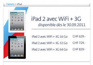 L'iPad 2 chez Swisscom.