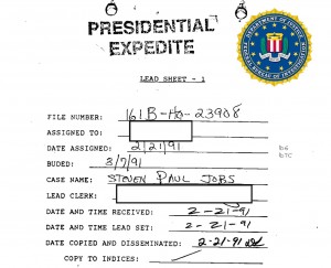 Une page extraite du rapport du FBI sur Steve Jobs. Une page extraite du rapport du FBI sur Steve Jobs.