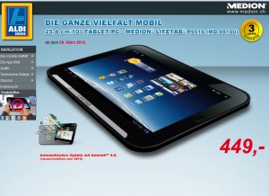 Une tablette Medion 3G chez Aldi? 449 francs...