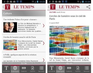 Le Temps sur Android et iOS.