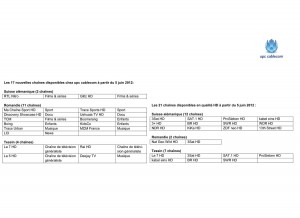 Les nouvelles chaînes de TV d'UPC Cablecom. Les nouvelles chaînes de TV d'UPC Cablecom.