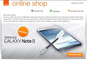 Orange propose déjà le Galaxy Note II. Orange propose déjà le Galaxy Note II.