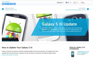 Galaxy SIII avec Jelly Bean: la page officielle de Samsung. Galaxy SIII avec Jelly Bean: la page officielle de Samsung.