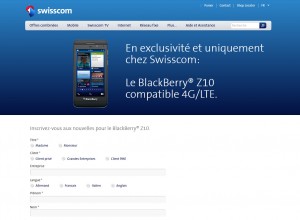 Le BlackBerry Z10 en exclusivité suisse chez Swisscom. Le BlackBerry Z10 en exclusivité Suisse chez Swisscom.