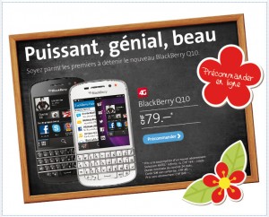 Le BlackBerry Q10 chez Swisscom. Le BlackBerry Q10 chez Swisscom.