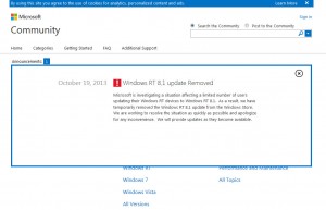 Microsoft interrompt le processus de mise à jour vers Windows RT 8.1.