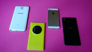 Xperia Note 3 vs Nokia Lumia 1020 vs iPhone 5s vs Sony Xperia Z1. Xperia Note 3 vs Nokia Lumia 1020 vs iPhone 5s vs Sony Xperia Z1.
