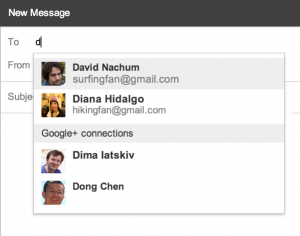 Les contacts de Google+ dans Gmail.