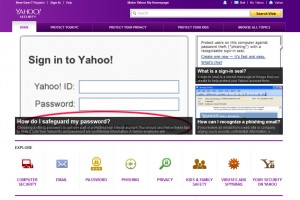 Le Centre de sécurité de Yahoo.
