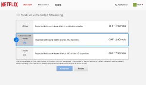 Les prix de Netflix proposés en Suisse. Le géant du streaming propose même une version ultra-HD. Utile quand on sait qu'il faudra des décennies à nos chères TV...