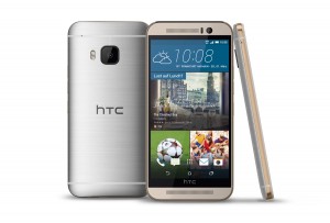 Le HTC One M9 argent/or.