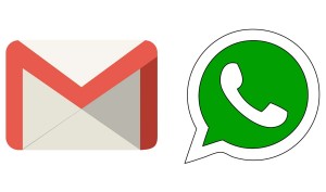 Les logos de Gmail et WhatsApp. Les logos de Gmail et WhatsApp.