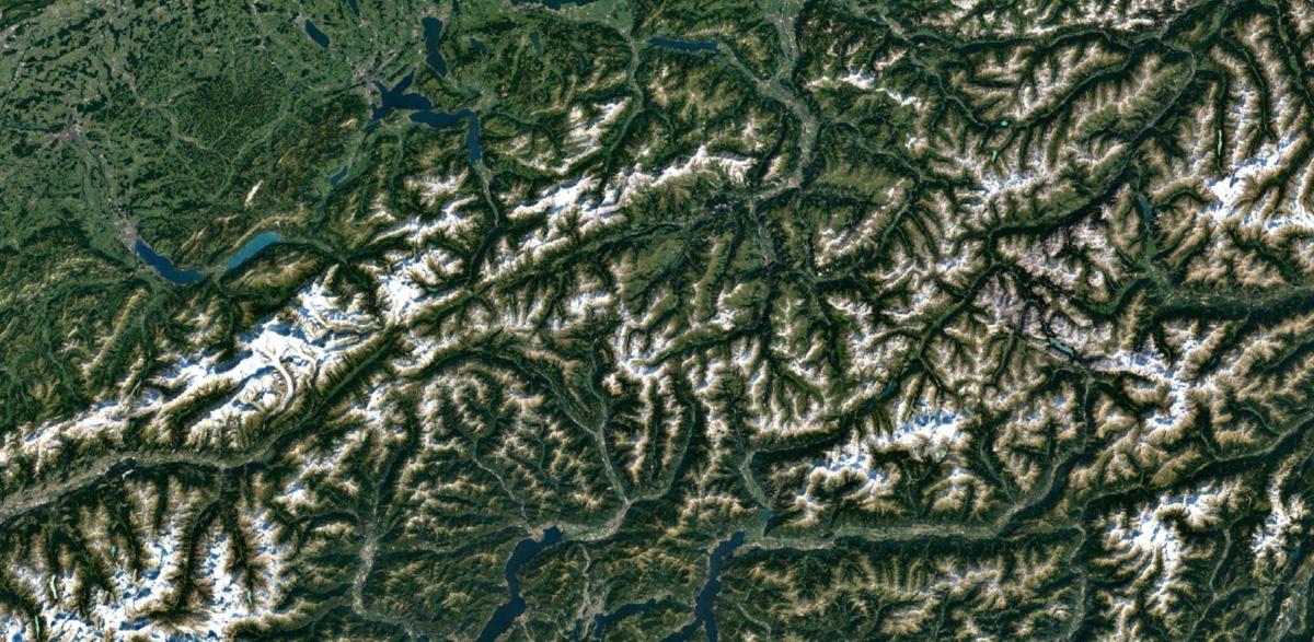 Les Alpes suisses sur Google Earth et Google Maps.