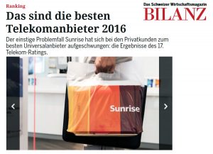 Bilanz Telecom Ranking 2016. Bilanz Telecom Ranking 2016.