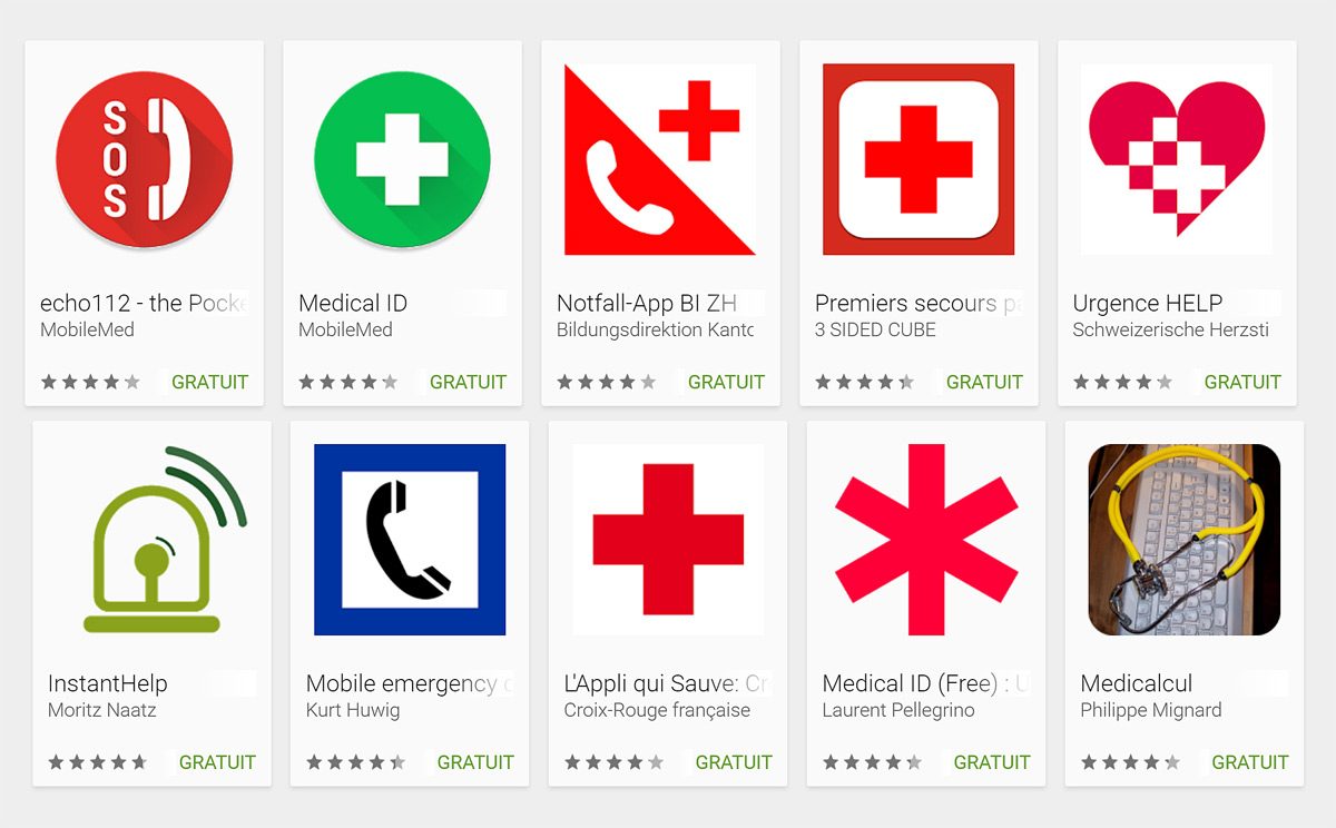 Quelques applications pour votre santé et les urgences.