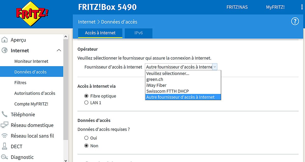 La FritzBox 5490 pour la fibre optique ne semble pas optimisée pour Sunrise...