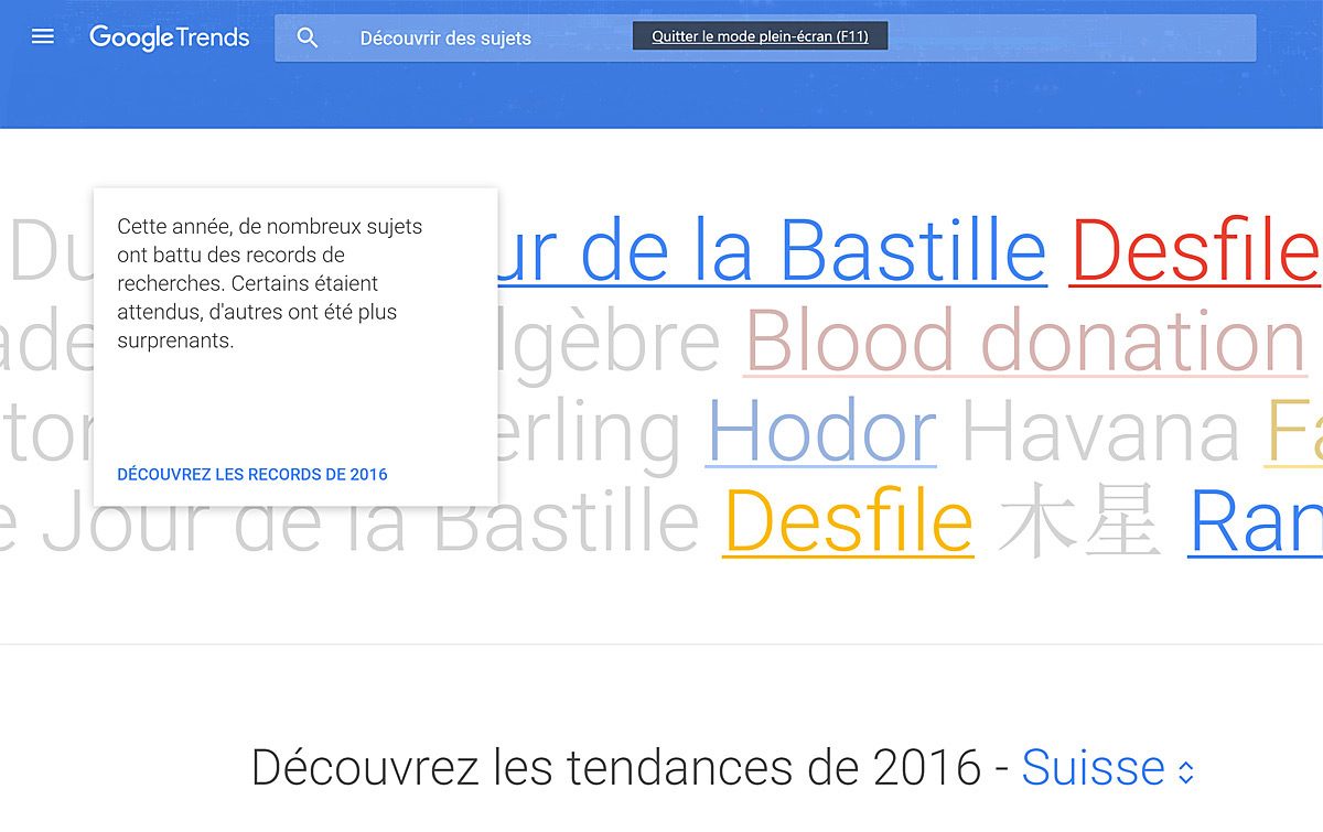 Google Trends donne les dernières tendances sur la toile. Google Trends donne les dernières tendances sur la toile.