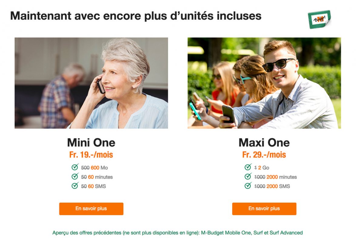 M-Budget revoit ses formules Mini et Maxi One. M-Budget revoit ses formules Mini et Maxi One.