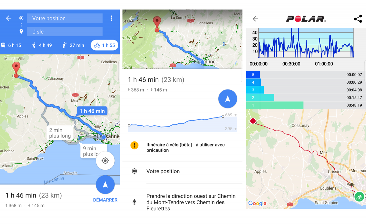 Petite balade à vélo en famille de Lausanne à L'Isle grâce à Google Maps... Petite balade à vélo en famille de Lausanne à L'Isle grâce à Google Maps...