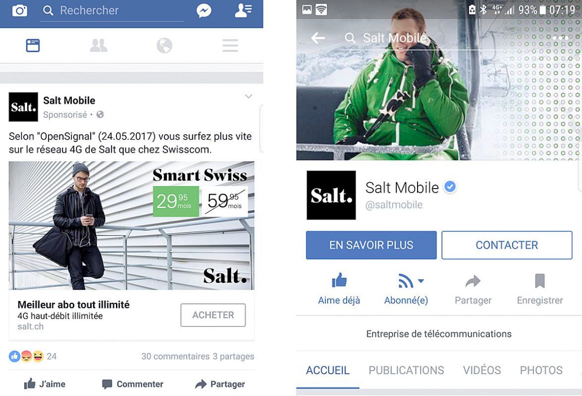 Salt souligne ses résultats en matière de 4G, notamment face à Swisscom. Salt souligne ses résultats en matière de 4G, notamment face à Swisscom.