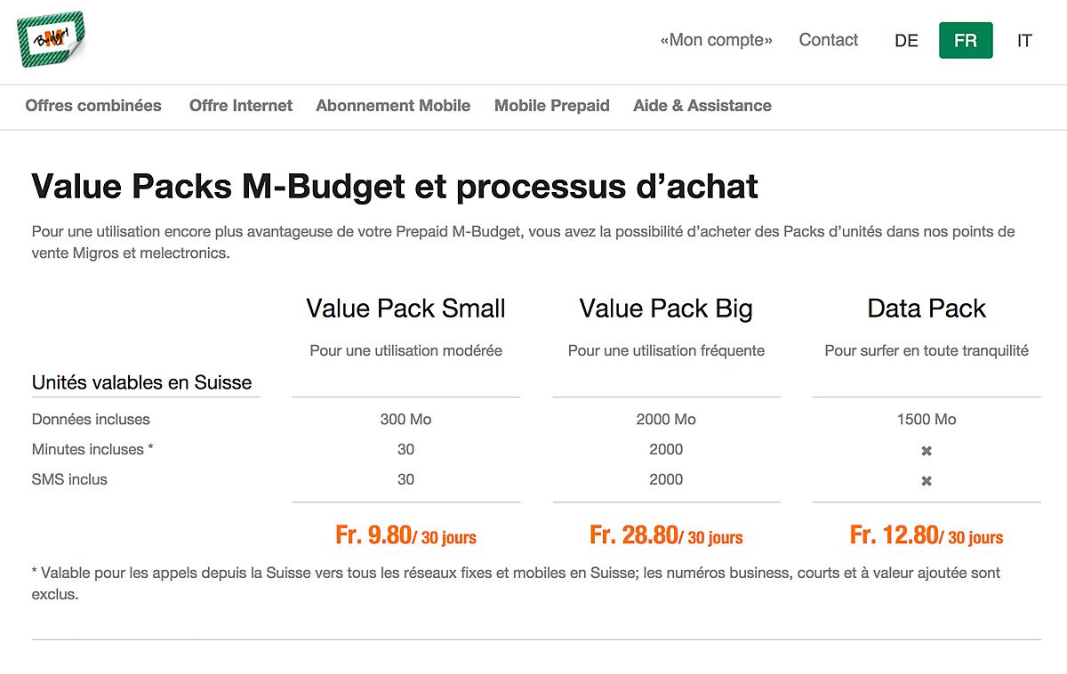 Les packs d’unités M-Budget sont disponibles dans les Migros et Melectronics.