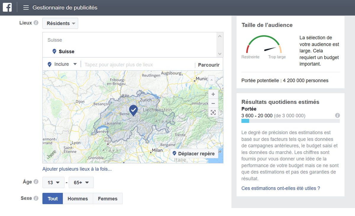 Le nombre de résidents suisses membres de Facebook, selon sa régie publicitaire. Le nombre de résidents suisses membres de Facebook, selon sa régie publicitaire.