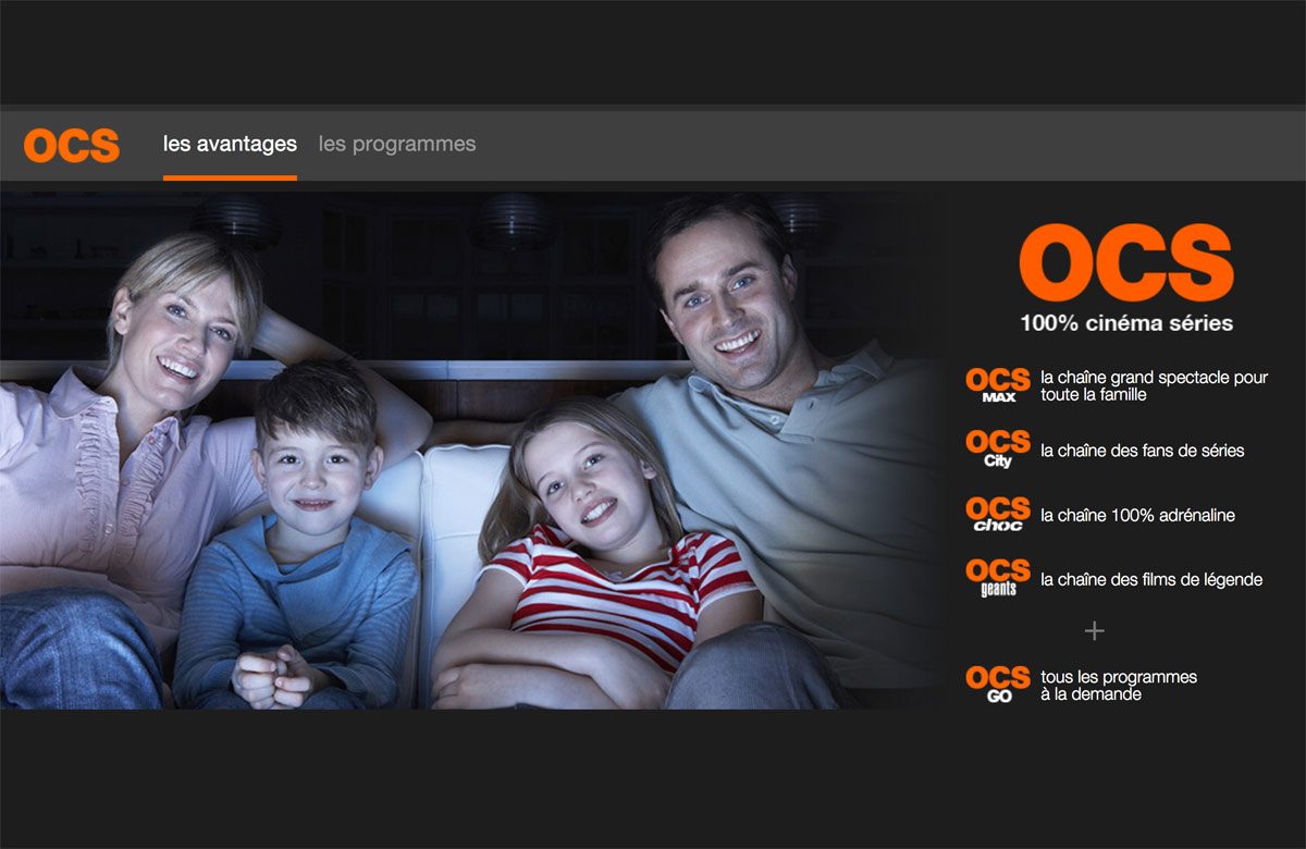 Créé en 2008, OCS est un bouquet de chaînes thématiques, dédié au cinéma et aux séries. Créé en 2008, OCS est un bouquet de chaînes thématiques, dédié au cinéma et aux séries.