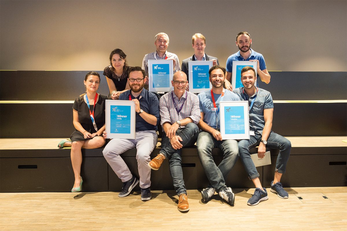 Les vainqueurs du Swisscom StartUp Challenge 2017. Les vainqueurs du Swisscom StartUp Challenge 2017.