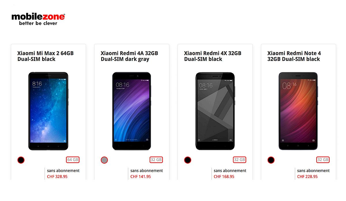 Mobilezone propose désormais différents modèles du Chinois Xiaomi. Mobilezone propose désormais différents modèles du Chinois Xiaomi.