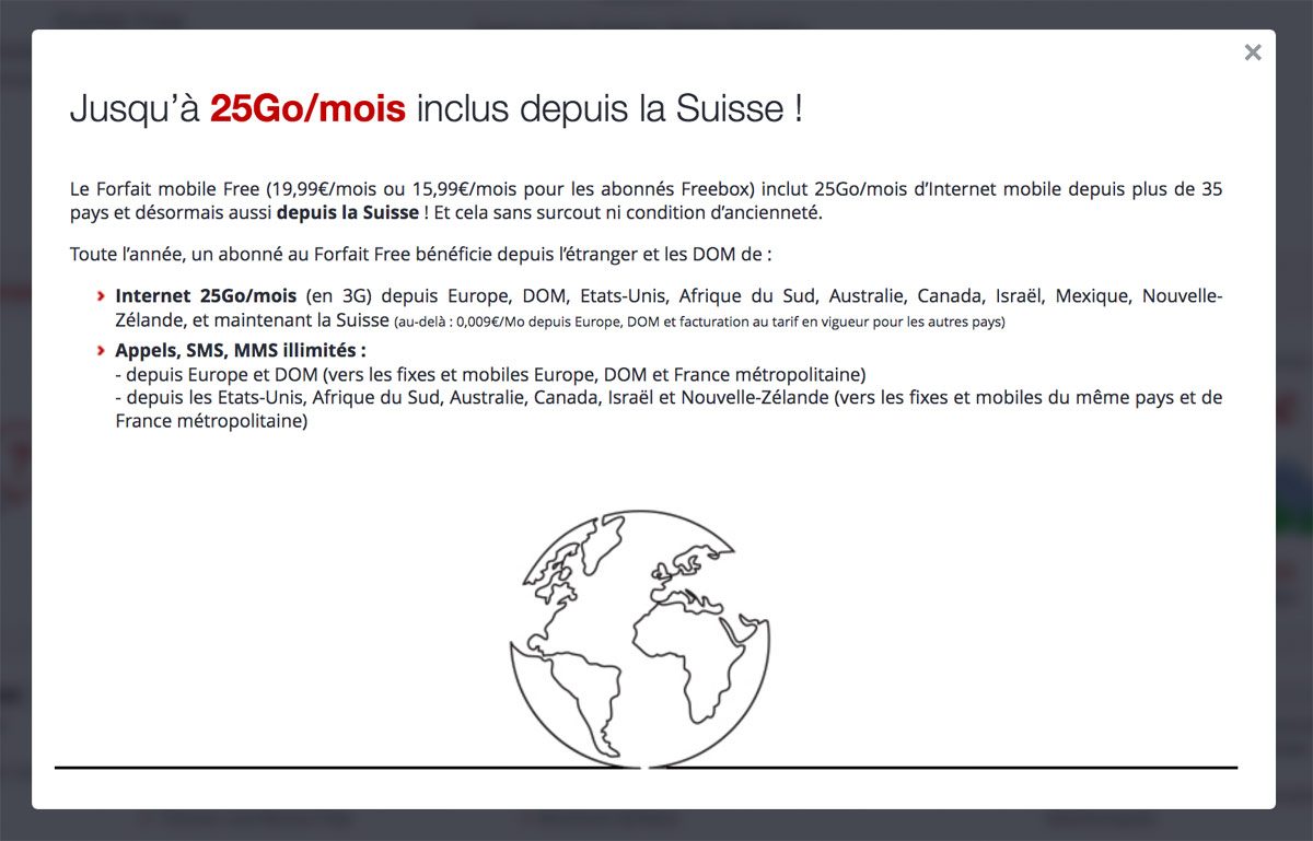 Le forfait Free Mobile est aussi valable en Suisse!