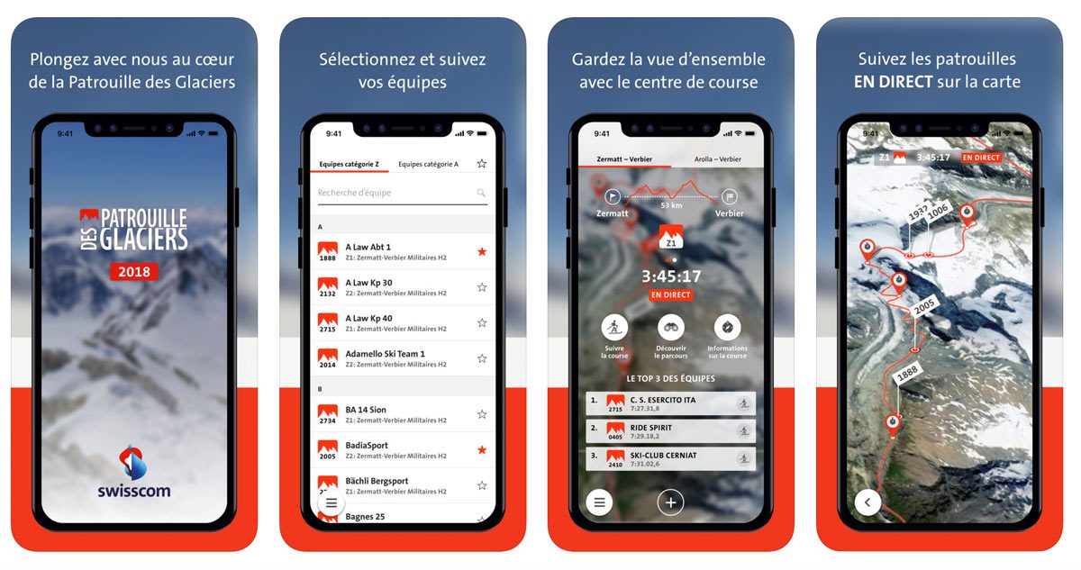 Swisscom propose une nouvelle fois l'application de la Patrouille des glacier, PDG 2018. Swisscom propose une nouvelle fois l'application de la Patrouille des glacier, PDG 2018.