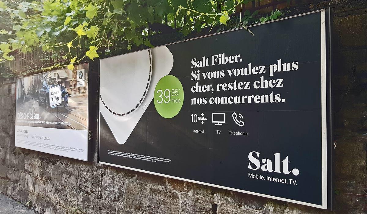 Salt propose une offre de qualité redoutable sur la fibre optique...