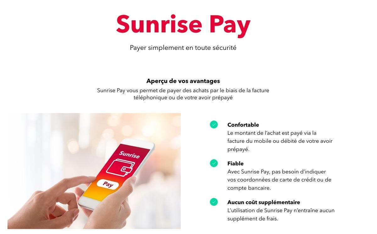 Sunrise Pay pour faire rapidement ses achats sur les produits Apple.