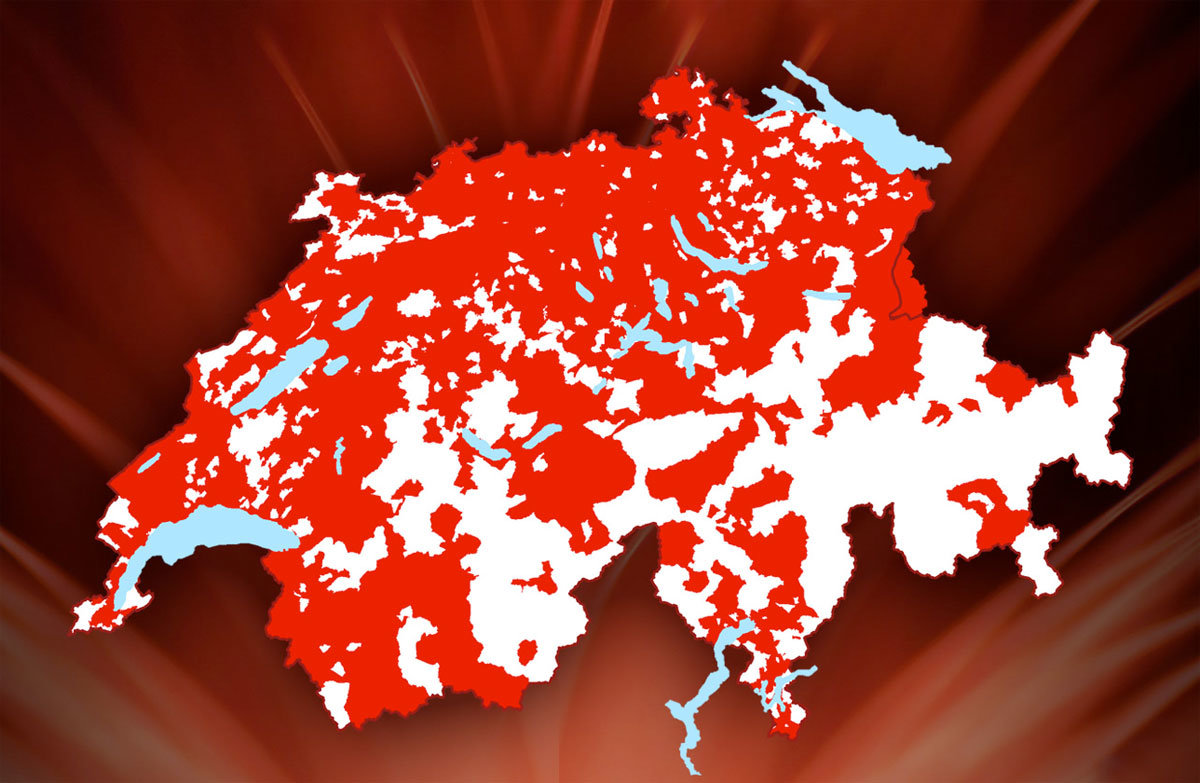 Le réseau câblé en Suisse.