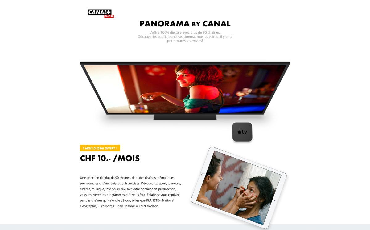 L'offre TV Panorama de Canal + à dix francs par mois. L'offre TV Panorama de Canal + à dix francs par mois.