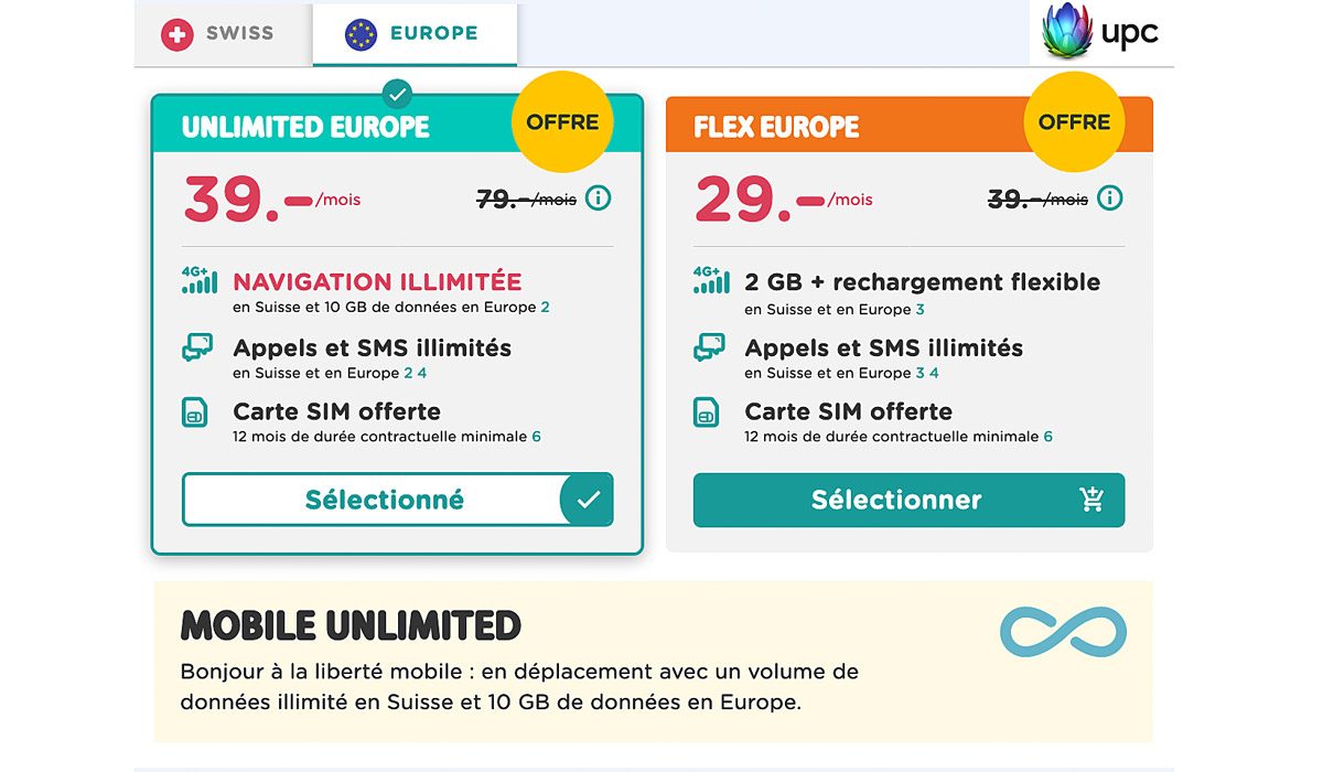 L'illimité en Suisse pour moins de 25 francs. UPC casse une nouvelle fois les tarifs du roaming.