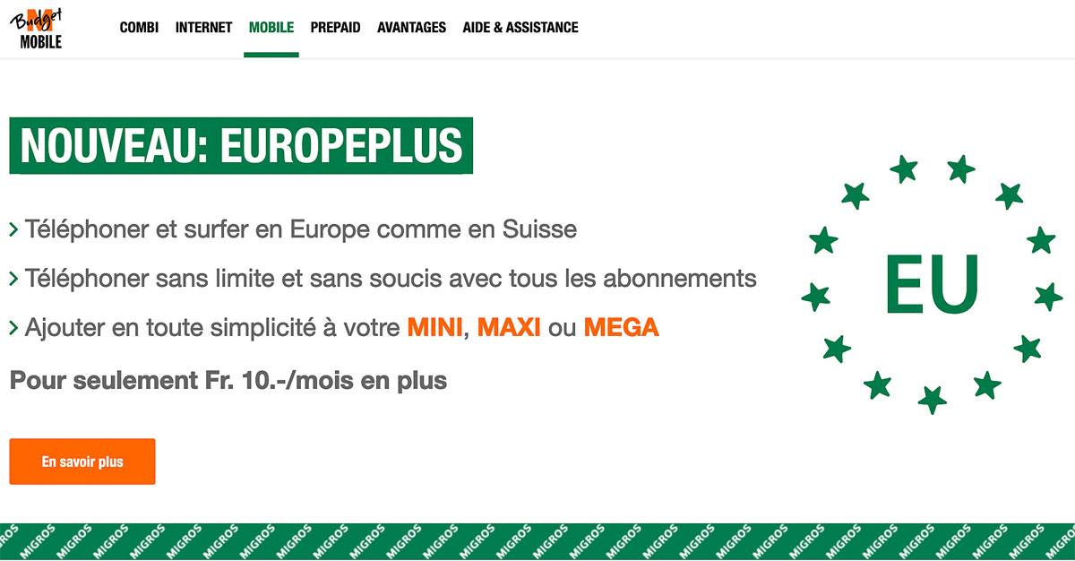 Le roaming sauce Swisscom et Migros à 10 francs.