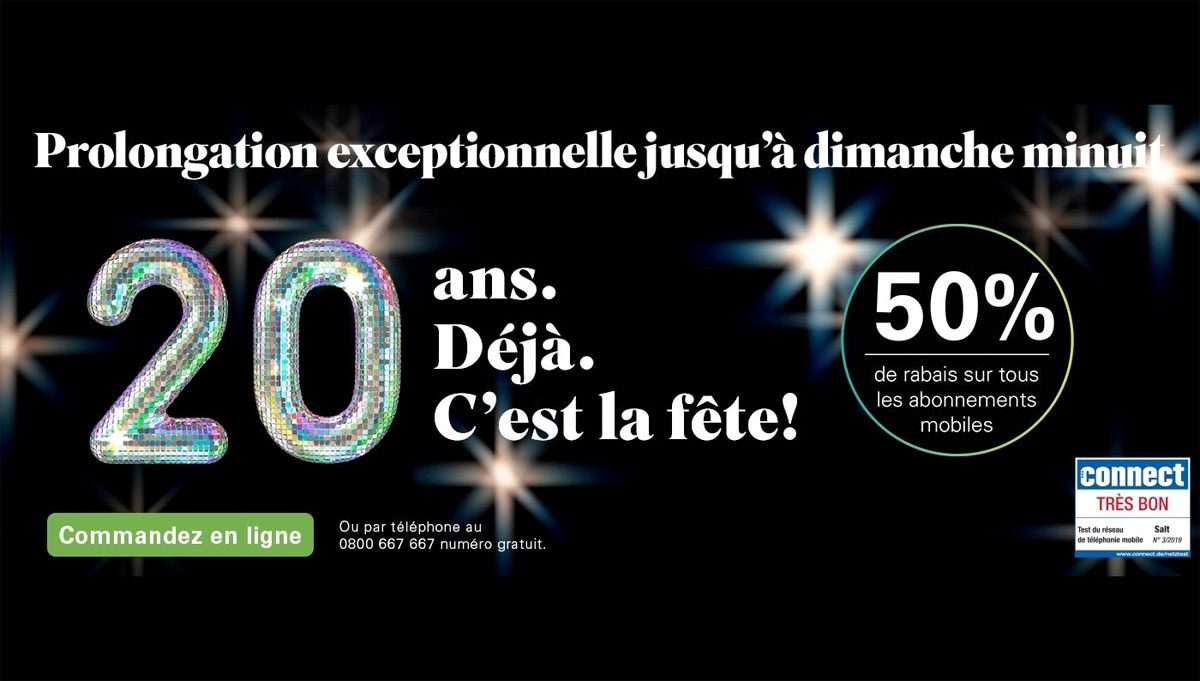 Déjà 20 ans. Salt prolonge la fête! Déjà 20 ans. Salt prolonge la fête!