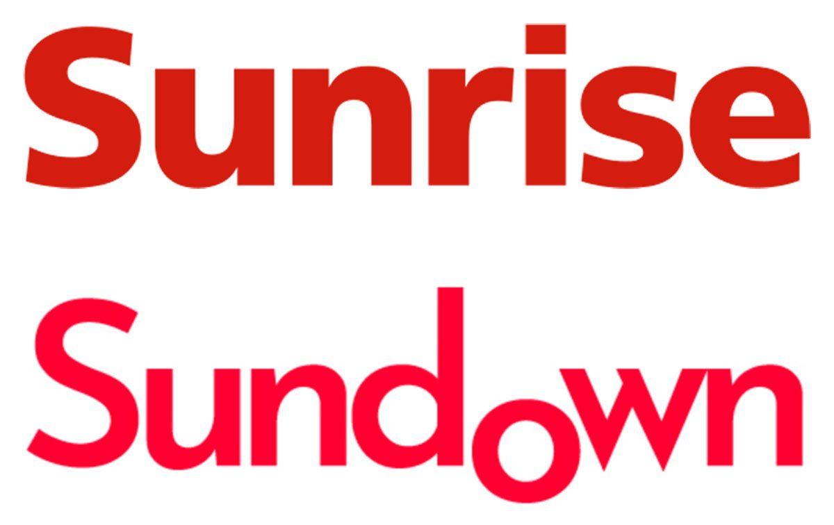 Le logo de Sunrise ainsi que celui du site de propagande sundown.ch. Le logo de Sunrise ainsi que celui du site de propagande sundown.ch.