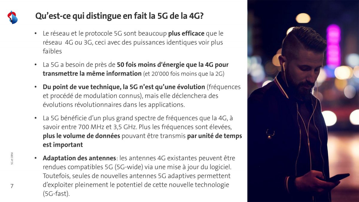 Selon Swisscom, la 5G est beaucoup plus efficace que la 4G. Selon Swisscom, la 5G est beaucoup plus efficace que la 4G.