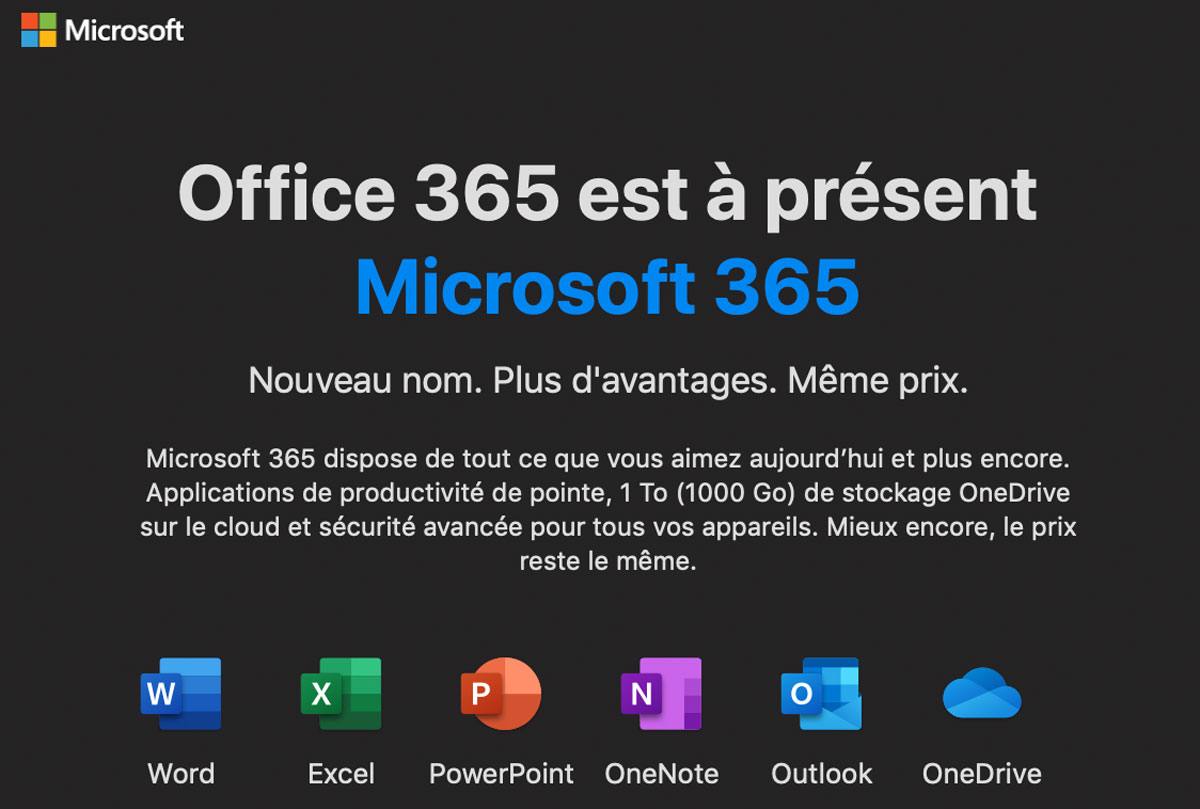 Office 364 devient Microsoft 365.