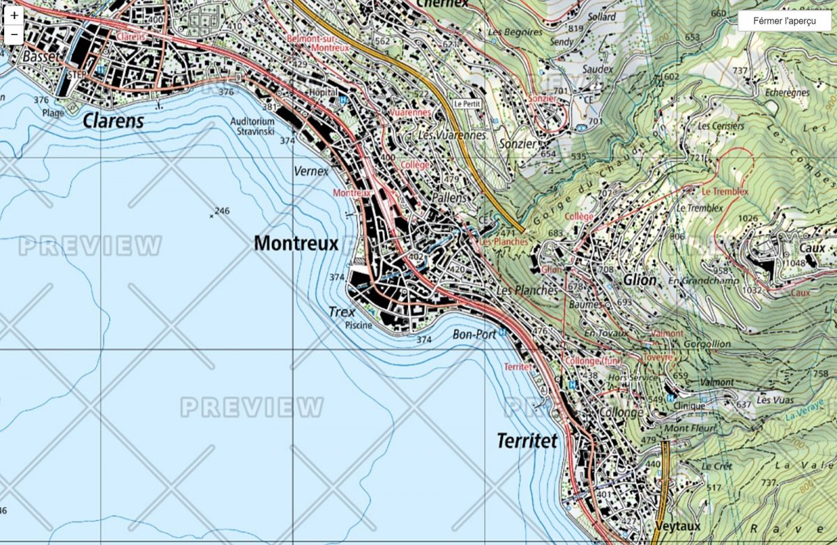 mySwissMap: la région de Montreux.