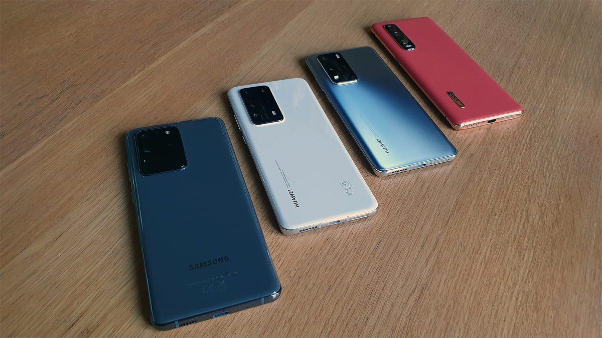 Zoom: Samsung Galaxy S20 Ultra 5G vs Huawei P40 Pro et P40 Pro+ vs Oppo Find X2 Pro.