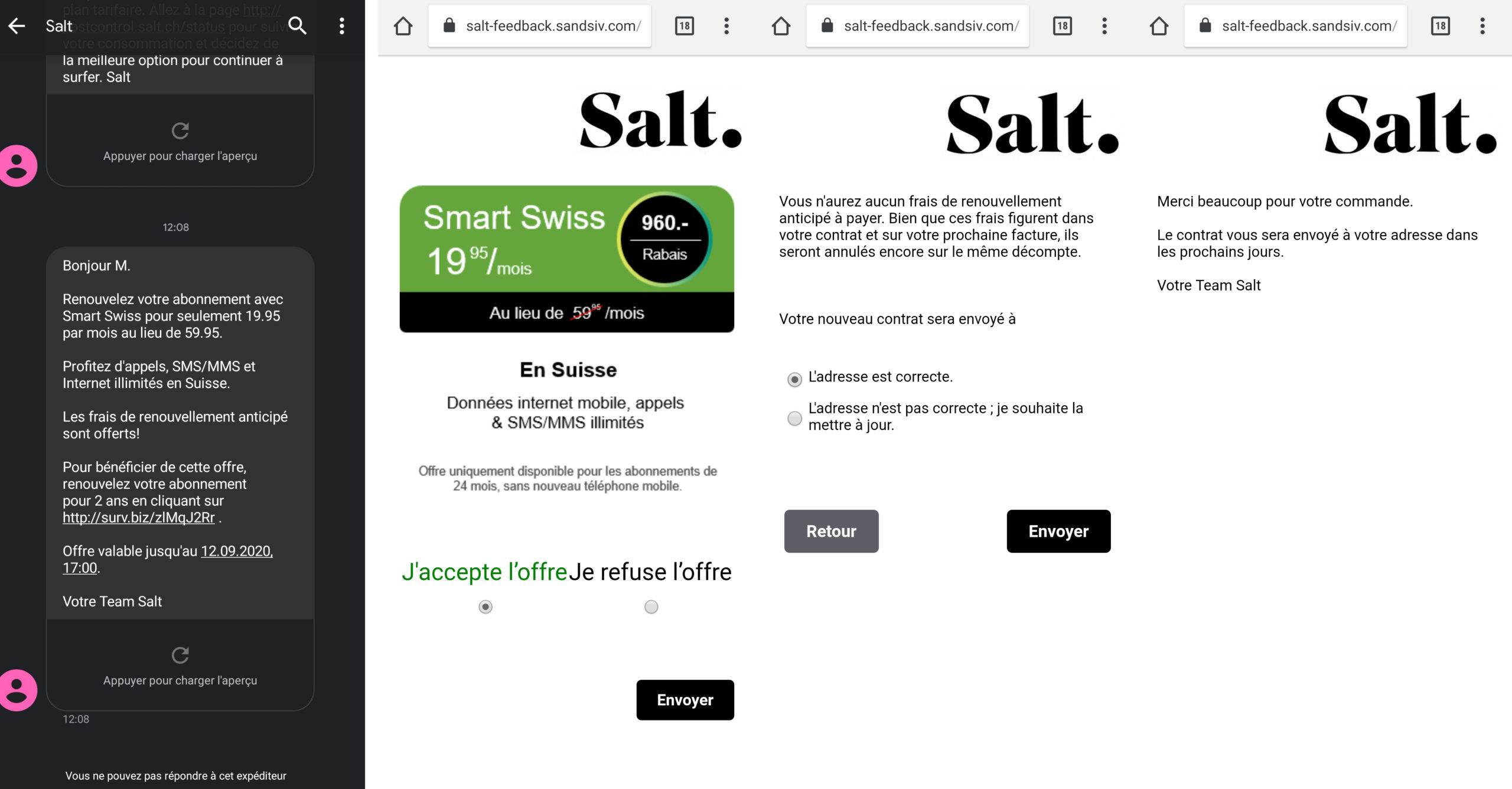 Offre Salt mobile. Offre Salt mobile.