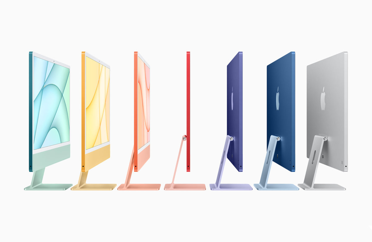 Les nouveaux iMac 24 pouces avec puce M1.