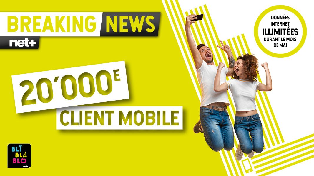 Net+ fête ses 20'000 clients mobile.