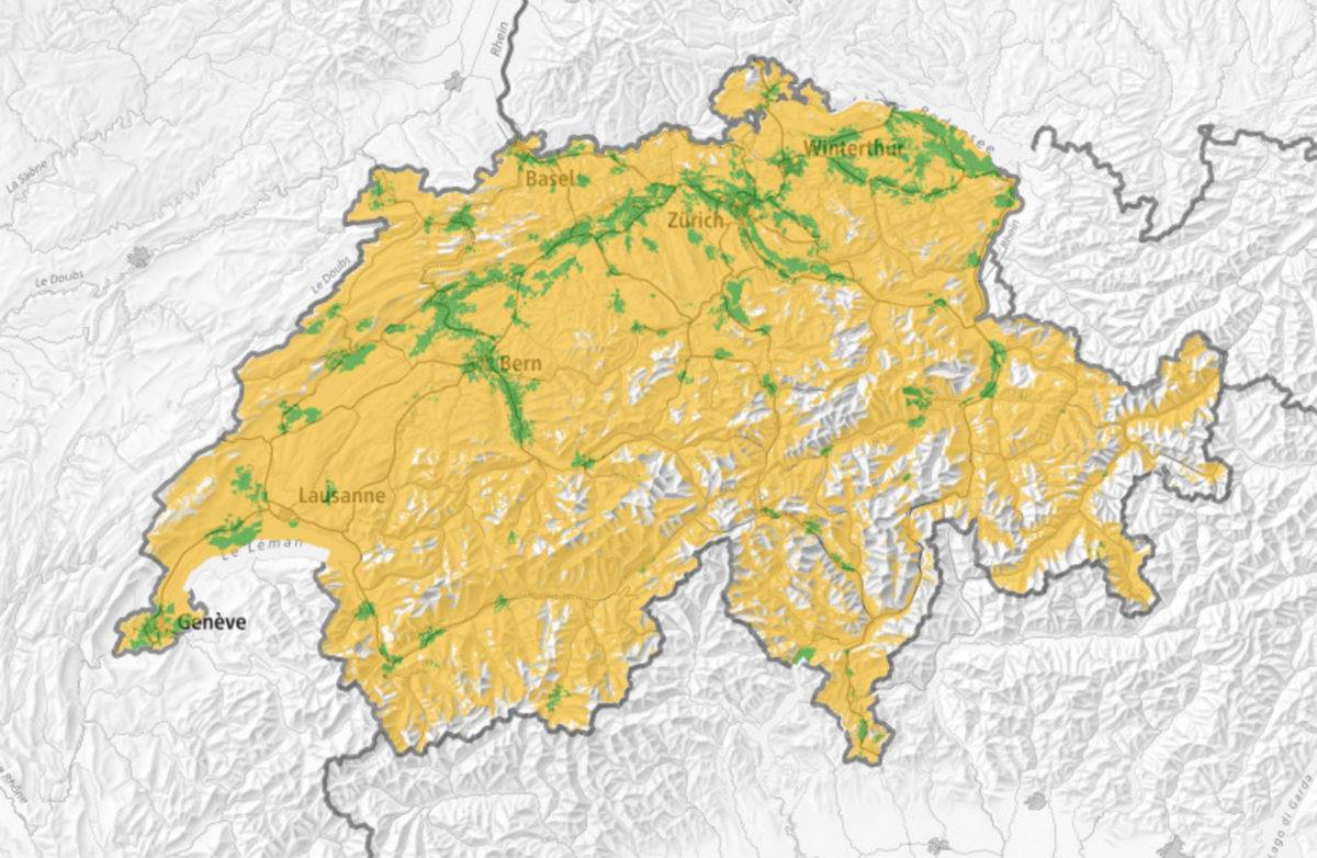 En vert, les zones couvertes par 3 réseaux 5G. En vert, les zones couvertes par 3 réseaux 5G.