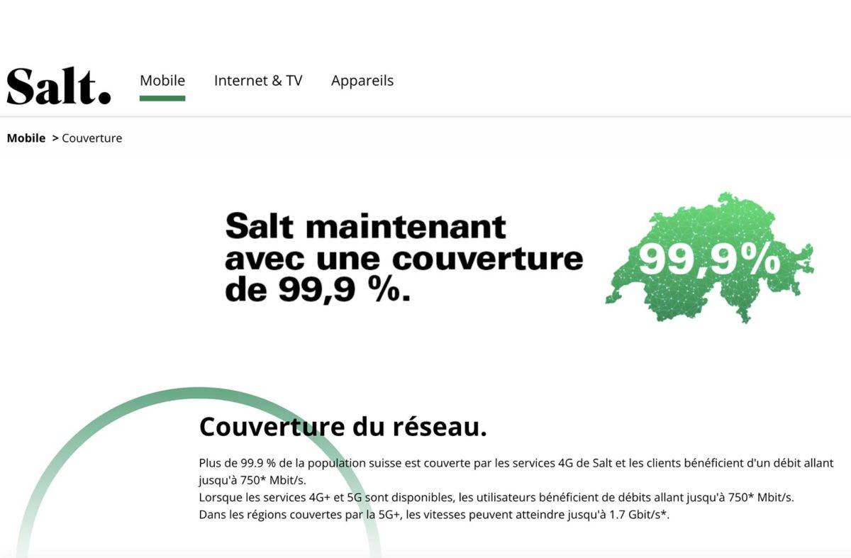 Le réseau mobile de Salt progresse.